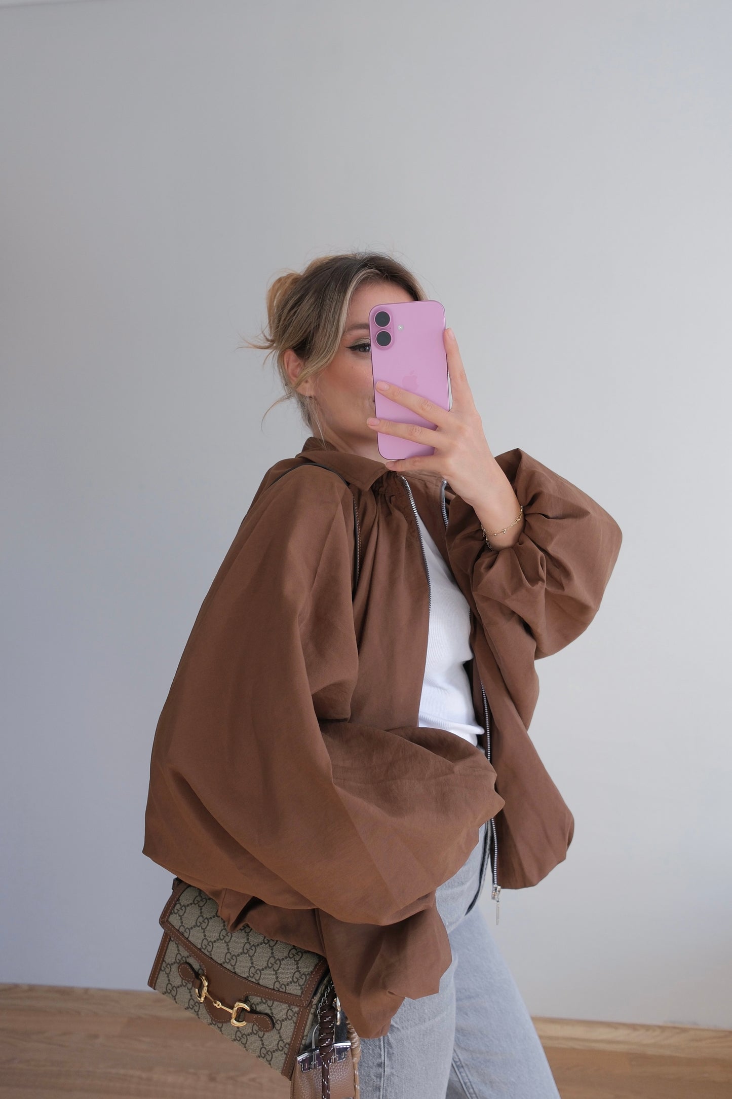 Kahverengi bomber mont