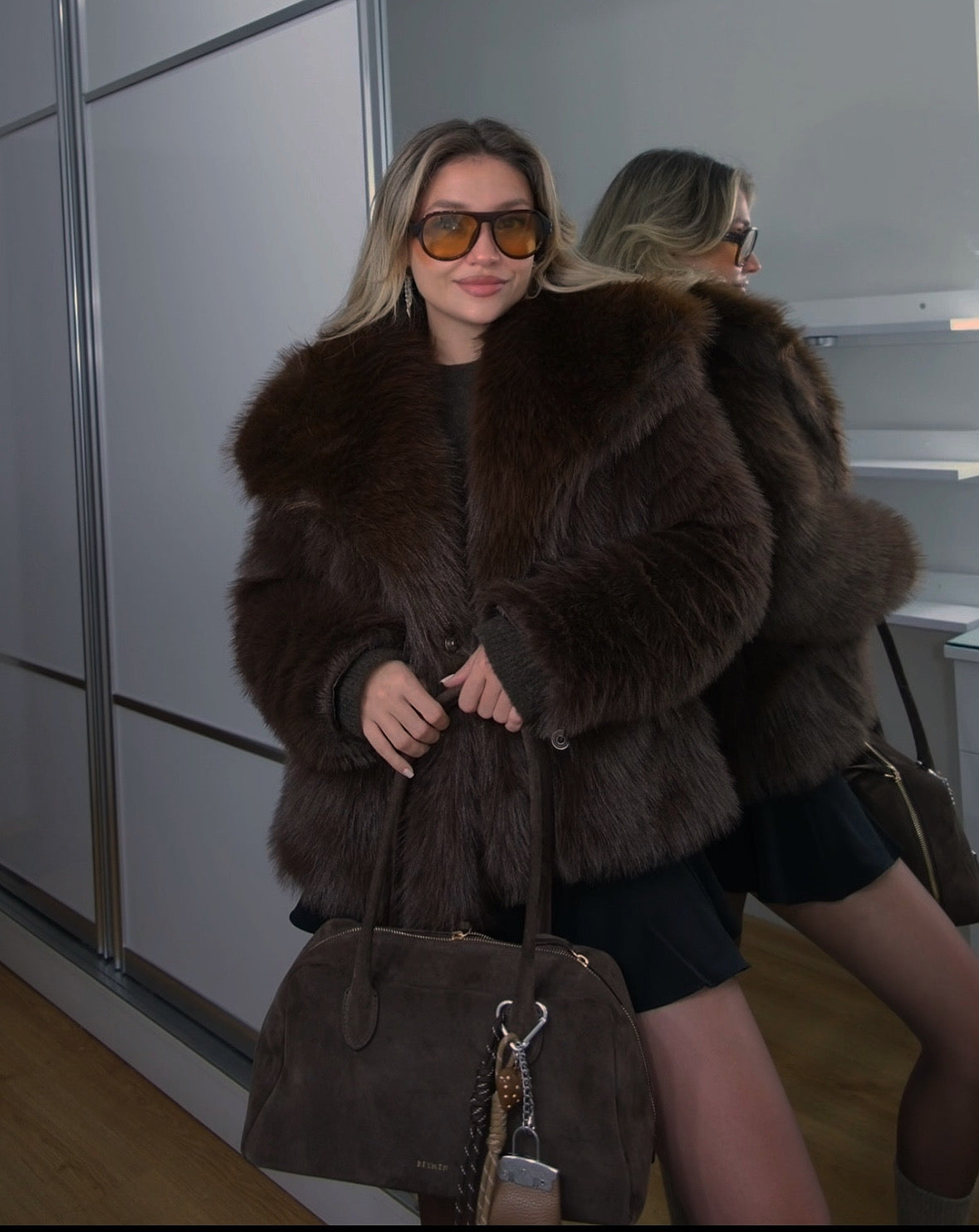 Kahverengi Premium Suni Kürk