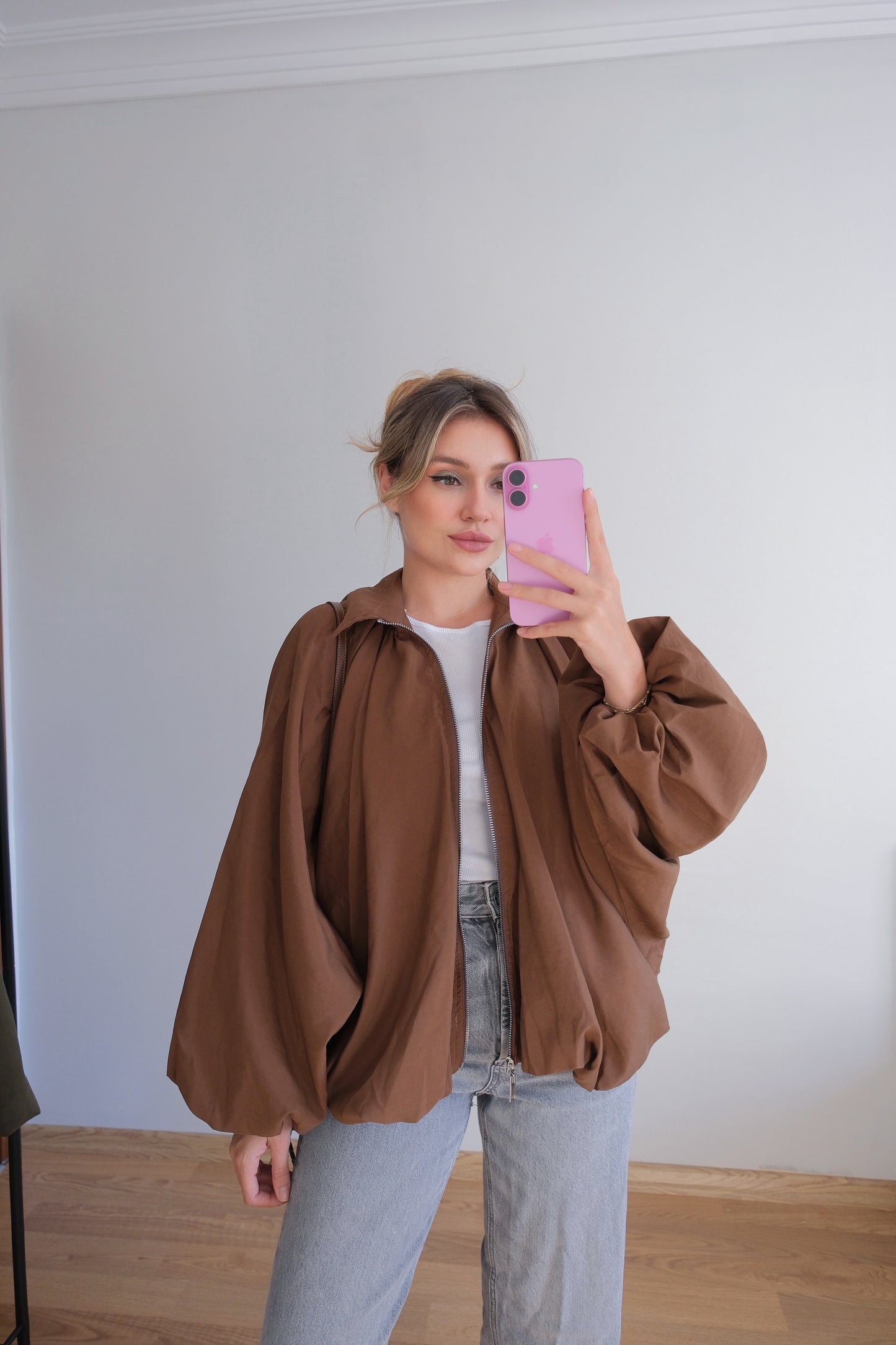 Kahverengi bomber mont